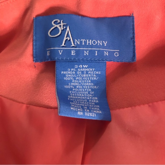 St. Anthony Evening Coral Beaded Dress Jacket size 24W - Picture 9 of 11